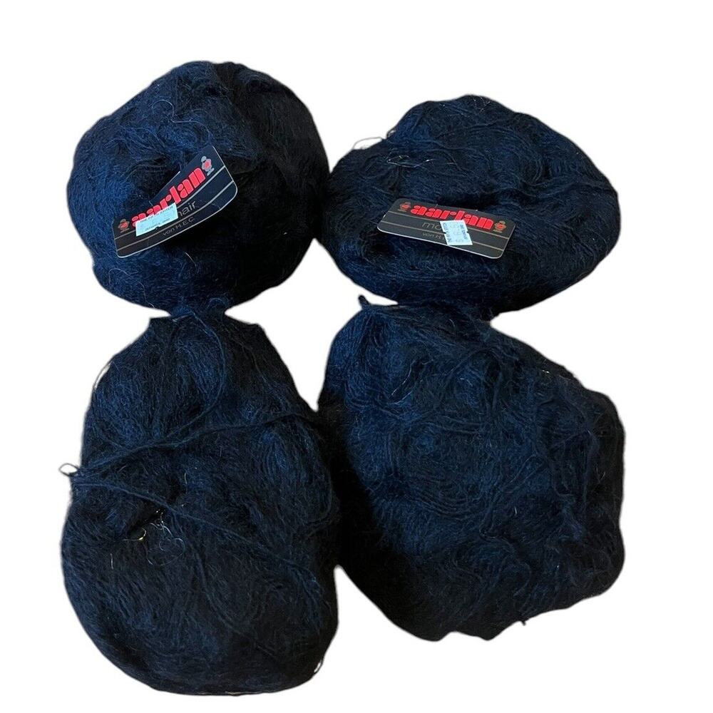 Lot Of 4 Aarlan Black Mohair Switzerland 2 New 50 G 2 Other 70 Mohair 30 Acrylic